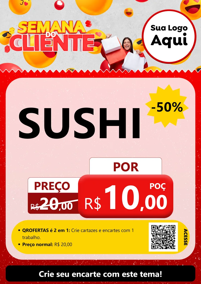 Modelo de Cartaz para Cartaz A4 Vertical com o tema Semana do Cliente para Comida japonesa