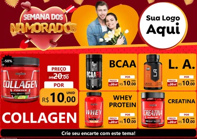 Modelo de Encarte para Encarte A4 Horizontal com o tema Semana dos Namorados para Suplementos alimentares