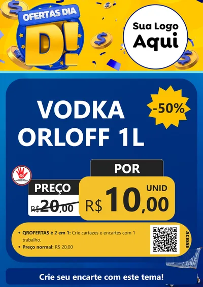 Modelo de Cartaz para Cartaz A4 Vertical com o tema Ofertas Dia D para Distribuidora de bebidas