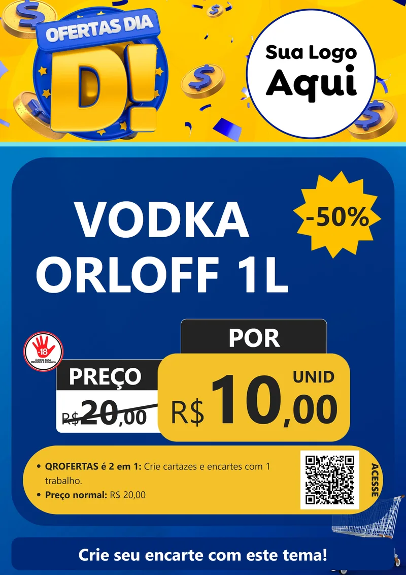 Modelo de Cartaz para Cartaz A4 Vertical com o tema Ofertas Dia D para Distribuidora de bebidas