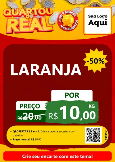 Modelo de Cartaz para Cartaz A4 Vertical com o tema Quartou do Real para Hortifrúti