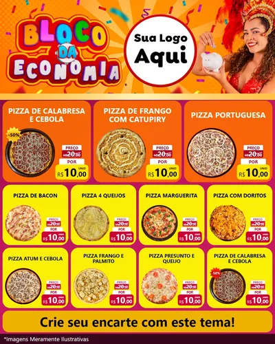 Modelo de Rede Social para Feed Instagram com o tema Bloco da Economia para Pizzaria