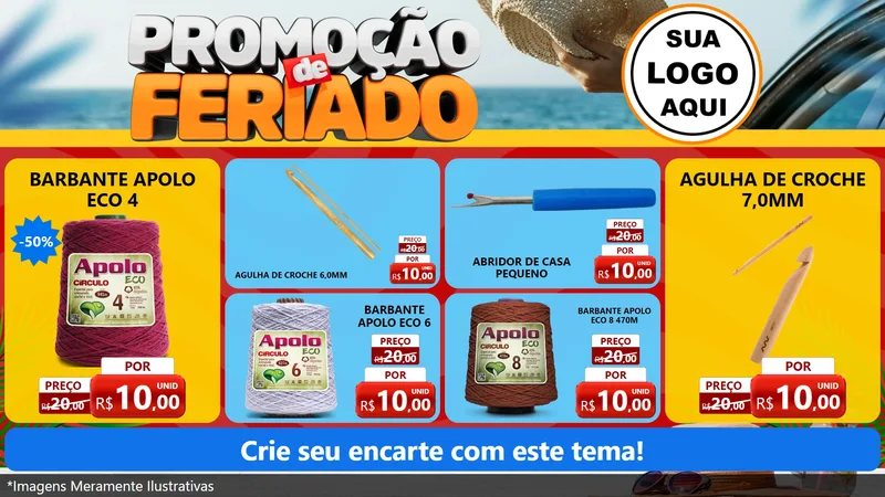 Modelo de TV para TV Horizontal com o tema Promoção de Feriado para Armarinho e Aviamentos