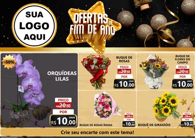 Modelo de Encarte para Encarte A4 Horizontal com o tema Ofertas de Fim de Ano para Floricultura e jardim