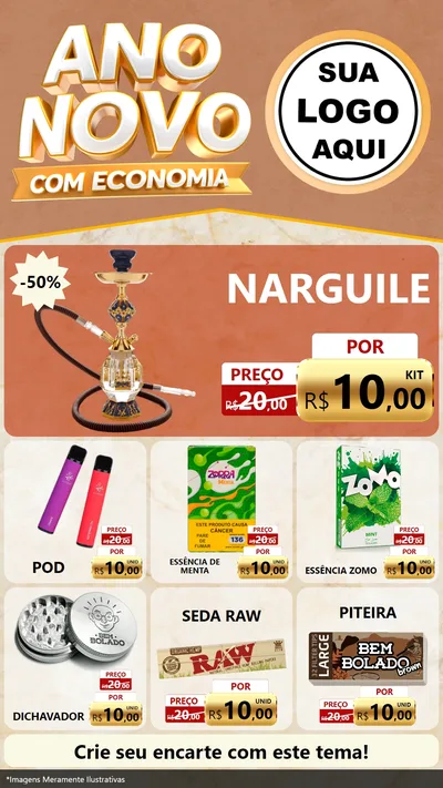 Modelo de Rede Social para Stories com o tema Ano Novo Com Economia para Tabacaria