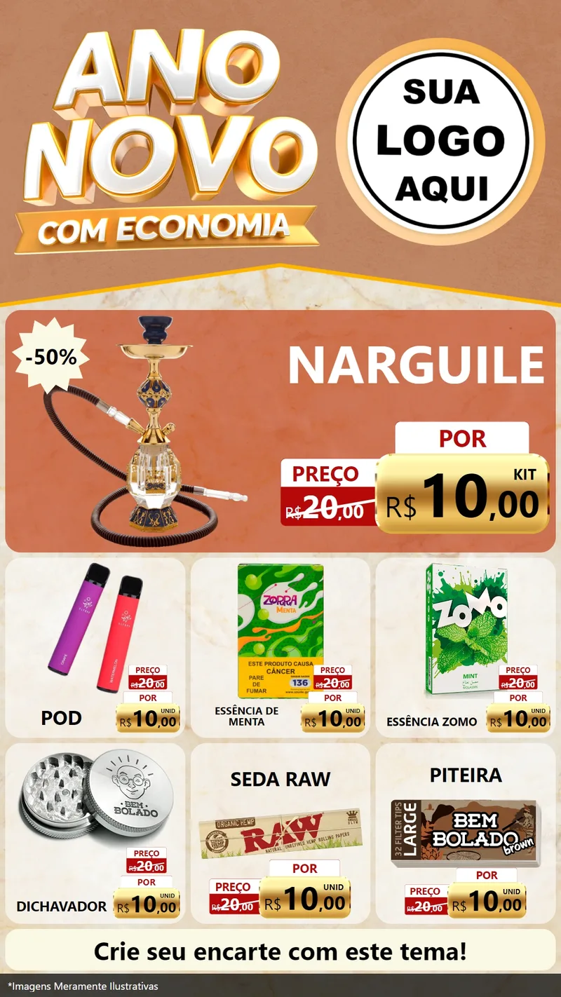 Modelo de Rede Social para Stories com o tema Ano Novo Com Economia para Tabacaria