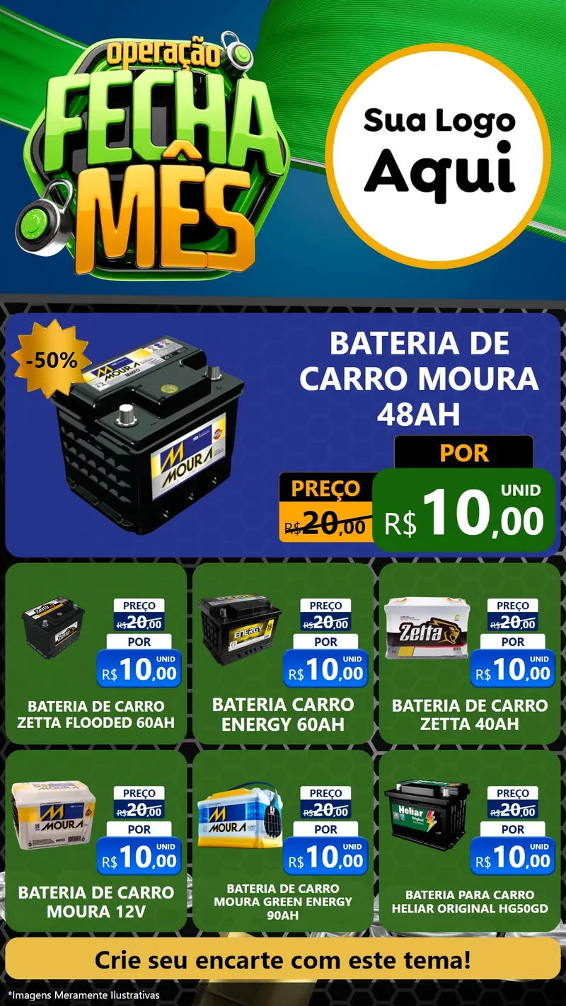 Modelo de Rede Social para Stories com o tema Operação Fecha Mês para Baterias Elétricas