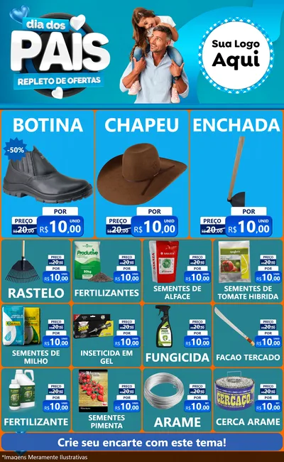 Modelo de Encarte para Encarte Grande com o tema Dia Dos Pais Repleto de Ofertas para Agropecuária
