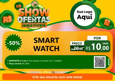 Modelo de Cartaz para Cartaz A4 Horizontal com o tema Show de Ofertas Imbatíveis para Informática