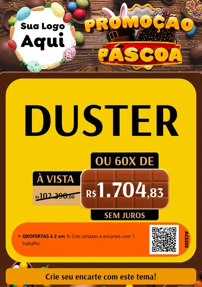 Modelo de Cartaz para Cartaz A4 Vertical com o tema Promoção Páscoa para Concessionaria de Carros