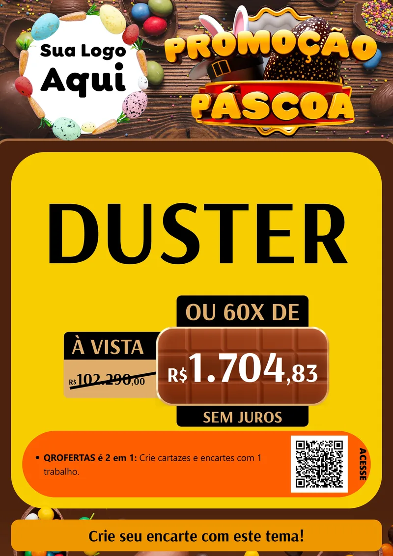 Modelo de Cartaz para Cartaz A4 Vertical com o tema Promoção Páscoa para Concessionaria de Carros