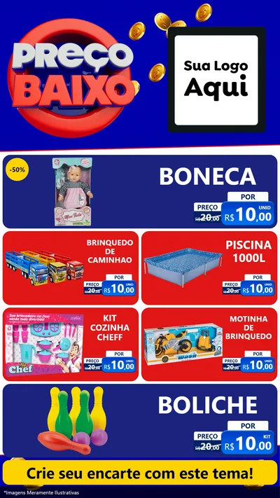 Modelo de TV para TV Vertical com o tema Preço Baixo para Brinquedos