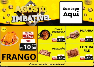 Modelo de Encarte para Encarte A4 Horizontal com o tema Agosto Imbatível para Assados