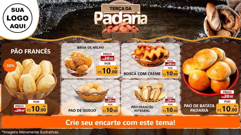 Modelo de TV para TV Horizontal com o tema Terça da Padaria para Padaria