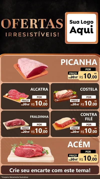 Modelo de TV para TV Vertical com o tema Ofertas Irresistíveis! para Açougue
