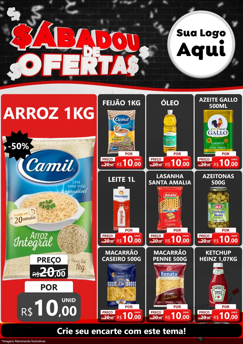 Modelo de Encarte para Encarte A4 Vertical com o tema Sabadou de Ofertas para Supermercado