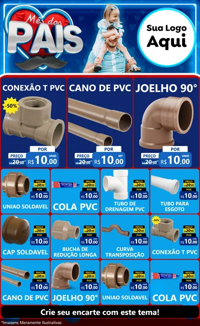 Modelo de Encarte para Encarte Grande com o tema Mês Dos Pais para Tubos e conexões
