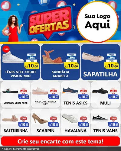 Modelo de Rede Social para Feed Instagram com o tema Super Ofertas para Calçados