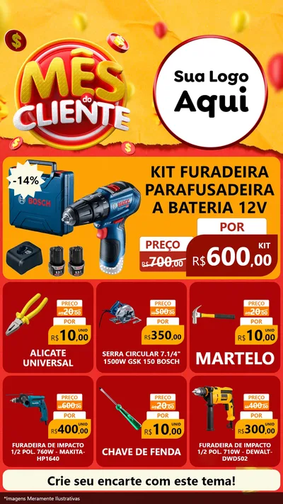 Modelo de Rede Social para Stories com o tema Mês do Cliente para Maquinas e Ferramentas