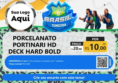 Modelo de Cartaz para Cartaz A4 Horizontal com o tema Brasil Torcida - Copa para Pisos e revestimentos