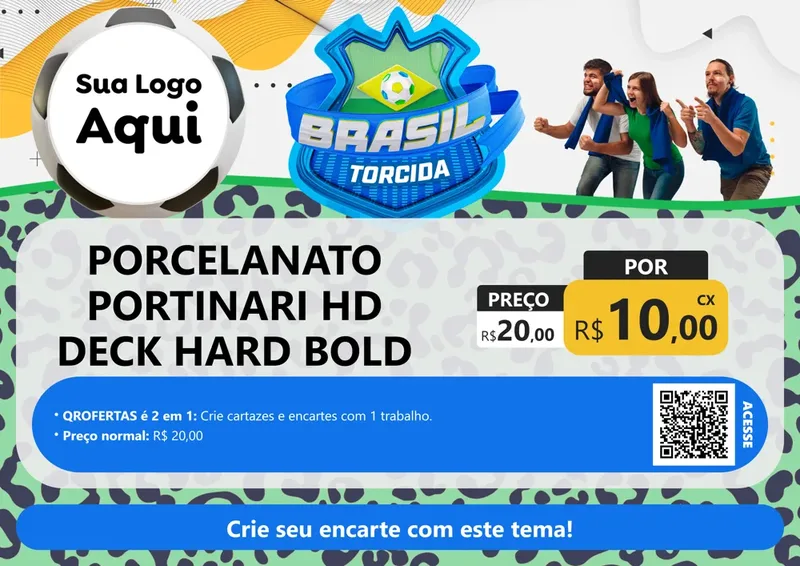 Modelo de Cartaz para Cartaz A4 Horizontal com o tema Brasil Torcida - Copa para Pisos e revestimentos