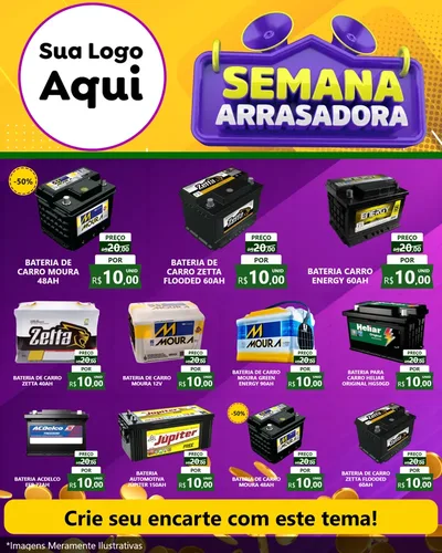 Modelo de Rede Social para Feed Instagram com o tema Semana Arrasadora para Baterias Elétricas