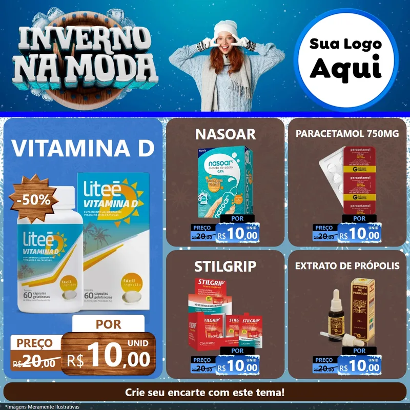Modelo de Rede Social para Feed Facebook com o tema Inverno na Moda para Farmácia