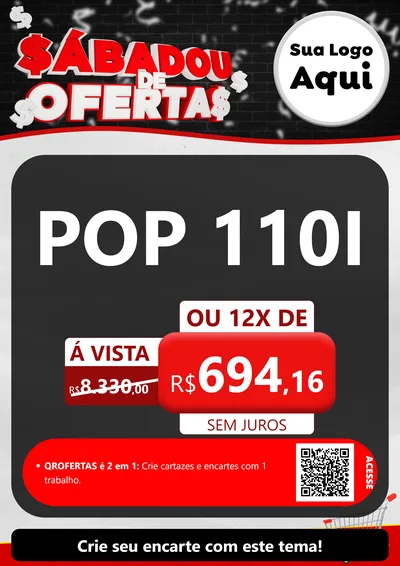 Modelo de Cartaz para Cartaz A4 Vertical com o tema Sabadou de Ofertas para Concessionaria de Motos