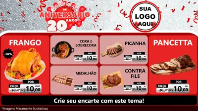 Modelo de TV para TV Horizontal com o tema Promoção de Aniversário - 20 Anos para Assados
