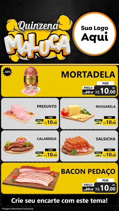 Modelo de TV para TV Vertical com o tema Quinzena Maluca para Frios e Laticínios