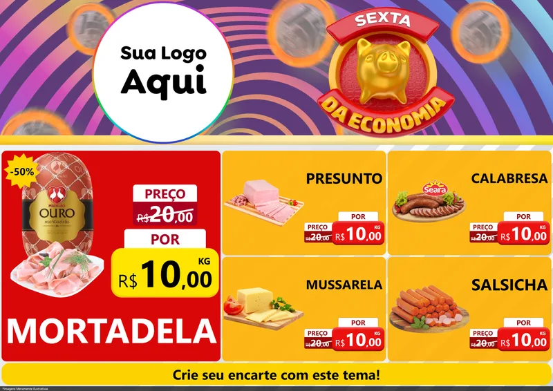 Modelo de Encarte para Encarte A4 Horizontal com o tema Sexta da Economia para Frios e Laticínios