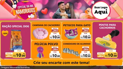 Modelo de TV para TV Horizontal com o tema Especial Dia dos Namorados para Pet Shop
