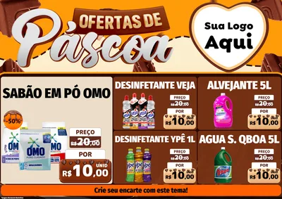 Modelo de Encarte para Encarte A4 Horizontal com o tema Ofertas de Páscoa para Produtos de Limpeza