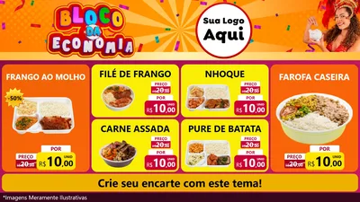 Modelo de TV para TV Horizontal com o tema Bloco da Economia para Restaurante