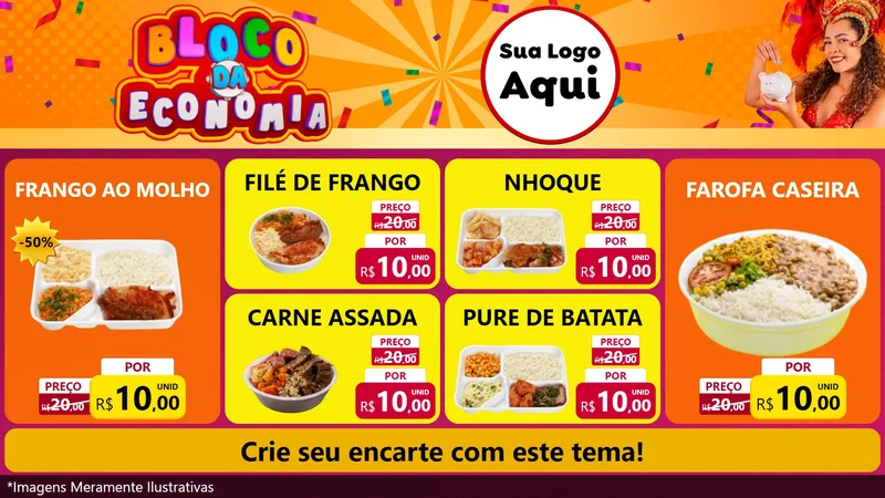 Modelo de TV para TV Horizontal com o tema Bloco da Economia para Restaurante
