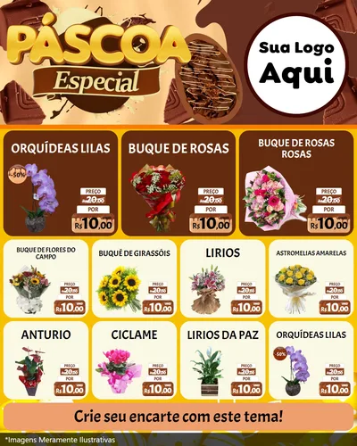 Modelo de Rede Social para Feed Instagram com o tema Páscoa Especial para Floricultura e jardim