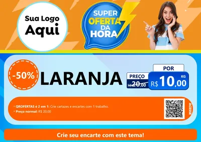 Modelo de Cartaz para Cartaz A4 Horizontal com o tema Super Oferta da Hora para Hortifrúti