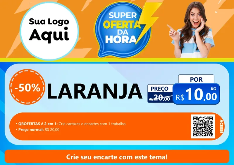 Modelo de Cartaz para Cartaz A4 Horizontal com o tema Super Oferta da Hora para Hortifrúti
