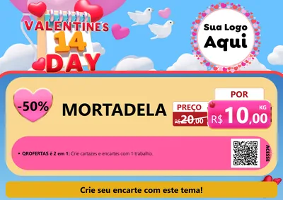 Modelo de Cartaz para Cartaz A4 Horizontal com o tema Valentine's Day para Frios e Laticínios