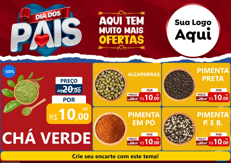 Modelo de Encarte para Encarte A4 Horizontal com o tema Dia dos Pais para Produtos Naturais
