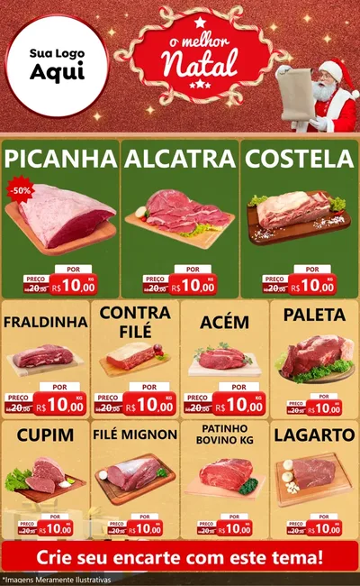 Modelo de Encarte para Encarte Grande com o tema O Melhor Natal para Açougue