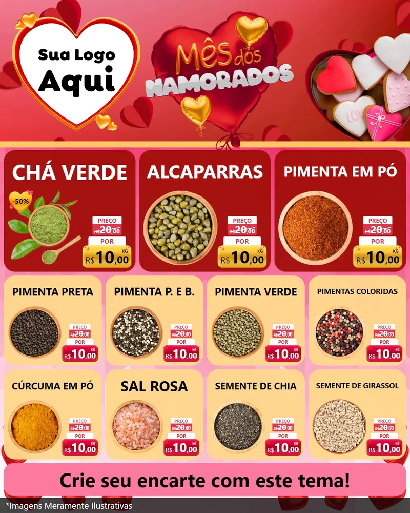 Modelo de Rede Social para Feed Instagram com o tema Mês dos Namorados para Produtos Naturais