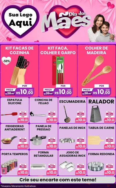 Modelo de Encarte para Encarte Grande com o tema Dia das Mães para Utilidades Domésticas