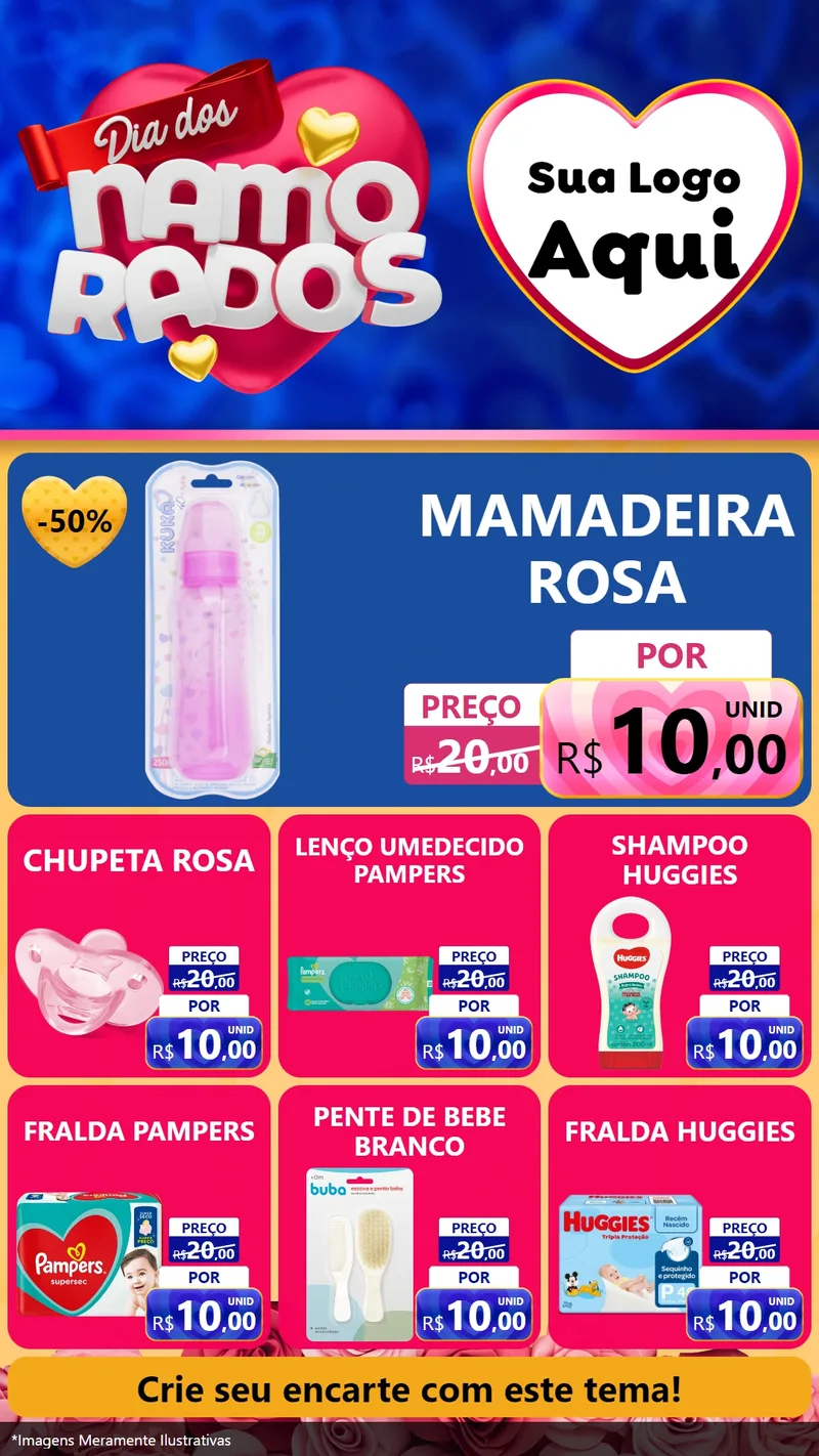 Modelo de Rede Social para Stories com o tema Dia dos namorados para Bebês