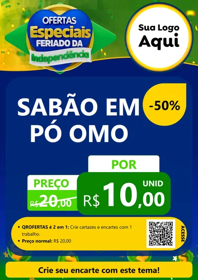 Modelo de Cartaz para Cartaz A4 Vertical com o tema Ofertas Especiais Feriado da Independência para Produtos de Limpeza