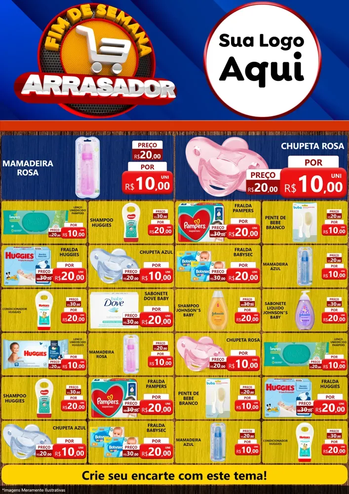 Modelo de Encarte para Encarte A4 Vertical com o tema Fim De Semana Arrasador para Bebês
