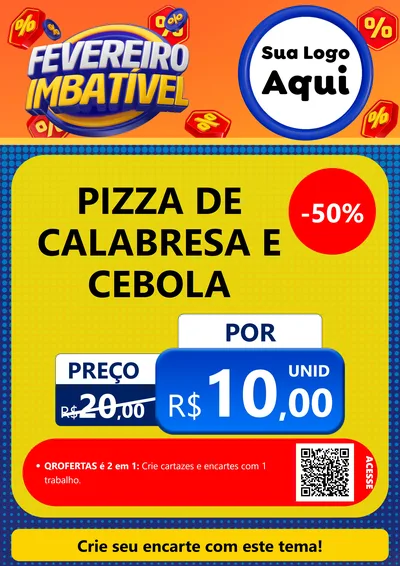 Modelo de Cartaz para Cartaz A4 Vertical com o tema Fevereiro Imbatível para Pizzaria
