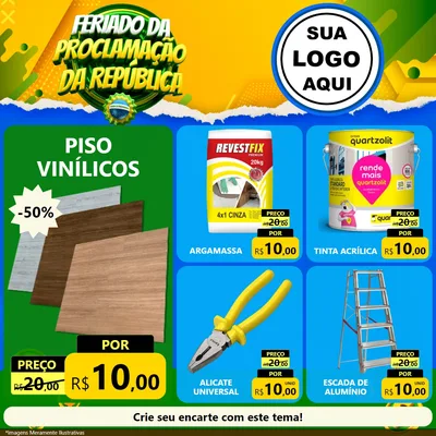 Modelo de Rede Social para Feed Facebook com o tema Feriado da Proclamação da República para Material para Construção