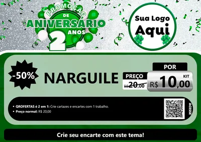 Modelo de Cartaz para Cartaz A4 Horizontal com o tema Promoção de Aniversário - 2 Anos para Tabacaria