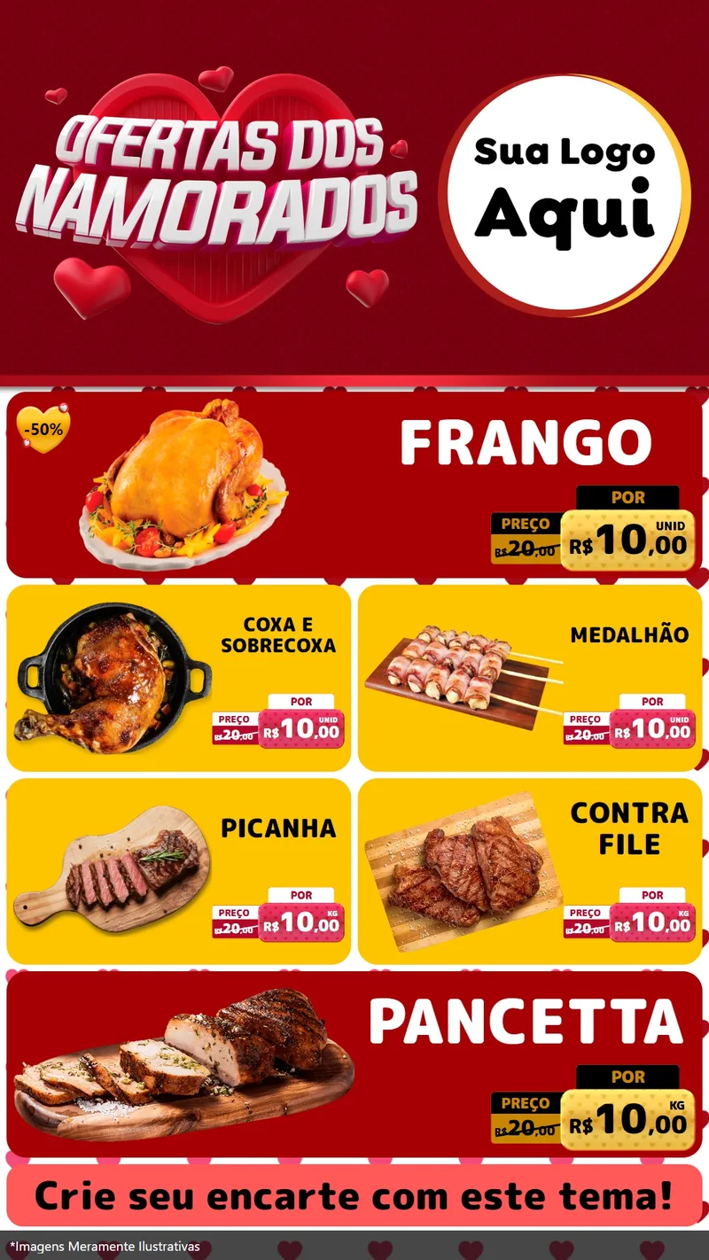Modelo de TV para TV Vertical com o tema Ofertas Dos Namorados para Assados